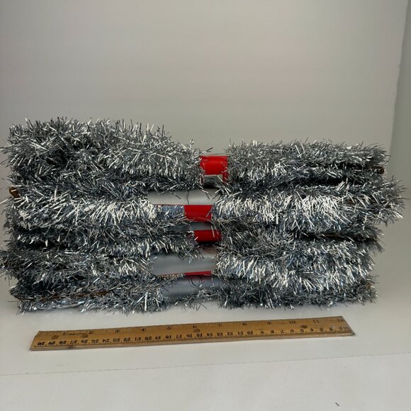 5 Vtg Brite Star Silver Tinsel Garland 25 ft Each Strand Christmas Holiday Prop - Picture 4 of 7